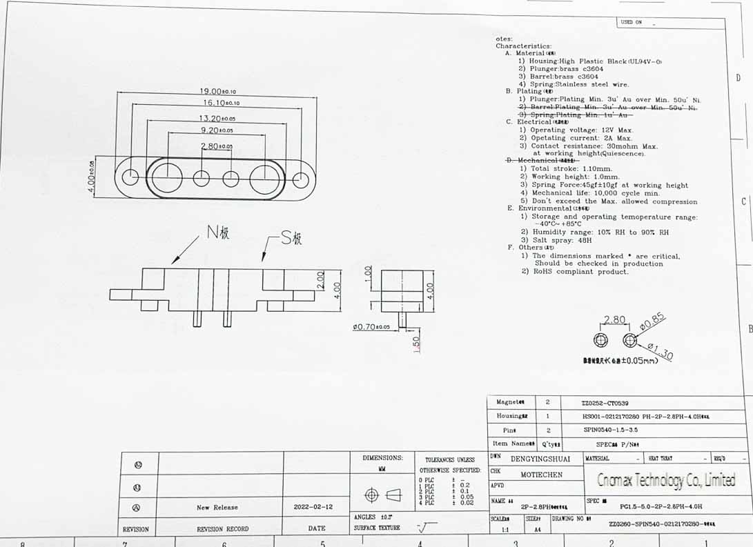 2pin Magnetic Connector with screw hole