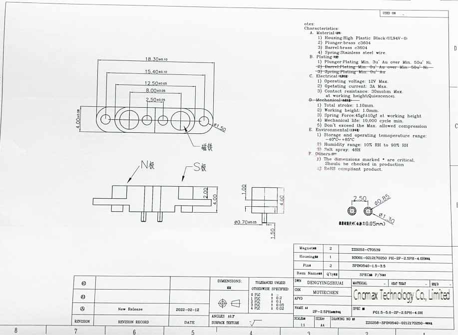 2pin Magnetic Connector with screw hole